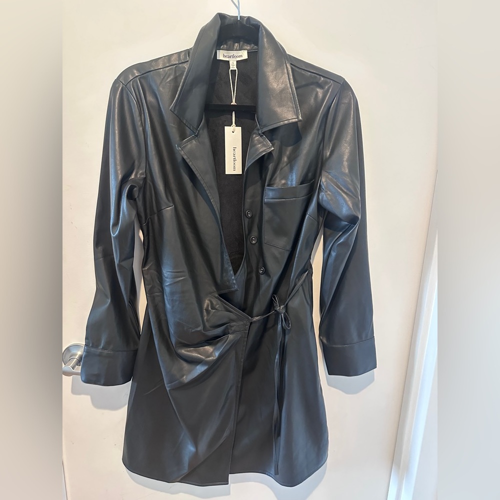 NWOT HEARTLOOM SMALL BLACK LEATHER DRESS size small